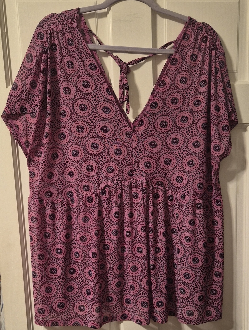 Lane Bryant Semi Sheer Coverup NWOT Purple Floral Butterfly Sleeves Size 18/20